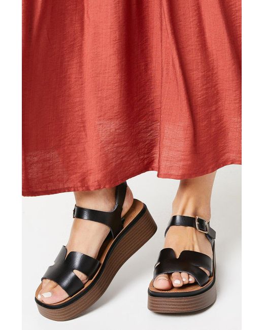 Dorothy Perkins Orange Rae Comfort Medium Heel Stacked Wedge Sandals