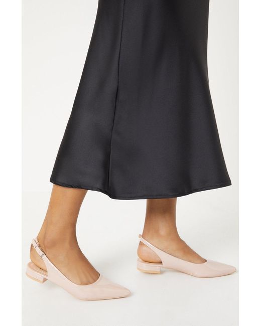 Dorothy Perkins Natural Perrine Pointed Slingback Patent Ballet Pumps