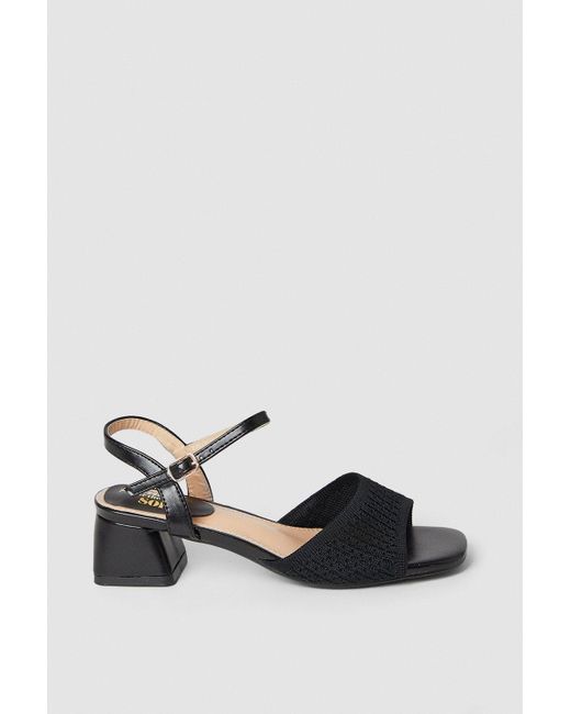 Dorothy Perkins Black Good For The Sole: Estelle Fine Knitted Low Block Heeled Sandals
