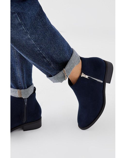 Dorothy Perkins Blue Madrid Zip Up Ankle Boots