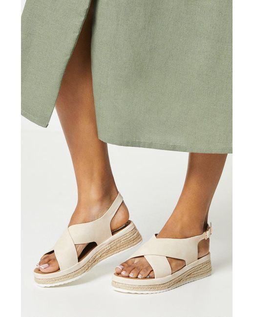 Dorothy Perkins Green Good For The Sole: Maxine Comfort Low Wedge Cross Strap Sandals