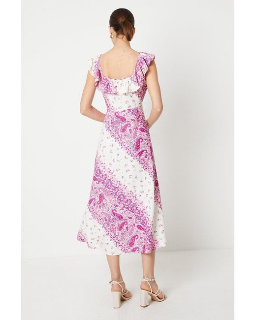 Dorothy Perkins Pink Patchwork Print Frill Midi Dress