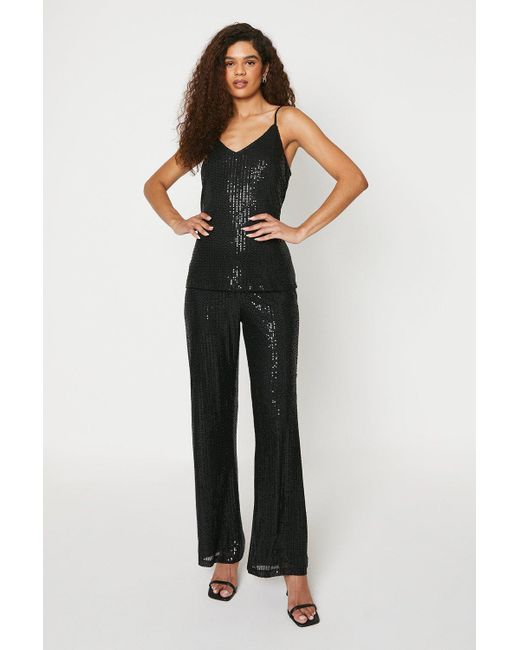 Dorothy Perkins Black Tall Sequin Strappy Cami