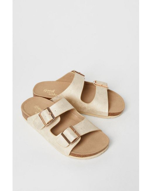 Dorothy Perkins White Good For The Sole: Wide Fit Asha Two Part Buckle Sliders