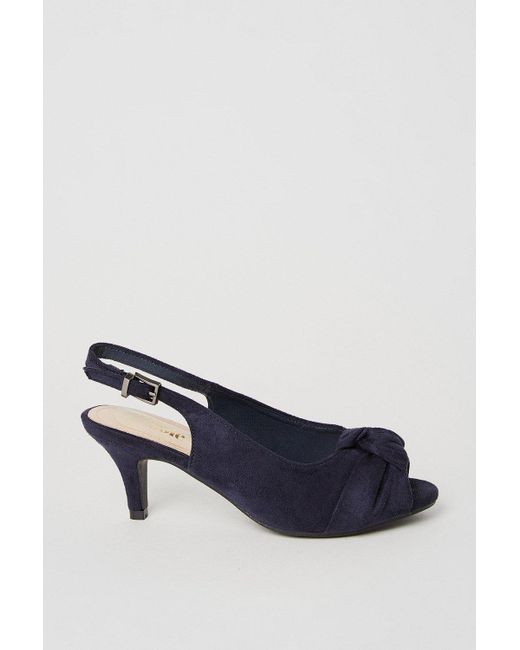 Dorothy Perkins Blue Good For The Sole: Wide Fit Taylor Knot Front Peep Toe Sling Back Heeled Sandals