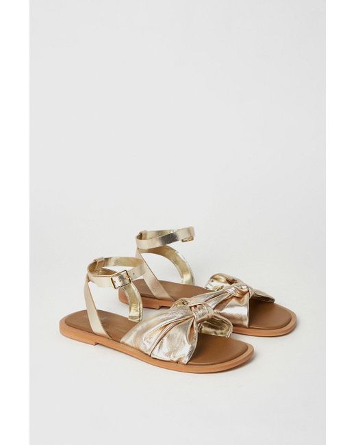 Dorothy Perkins Metallic Good For The Sole: Extra Wide Fit Leather Miran Knot Sandals