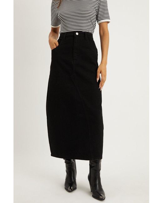 Dorothy Perkins Black Petite Seam Detail Maxi Skirt