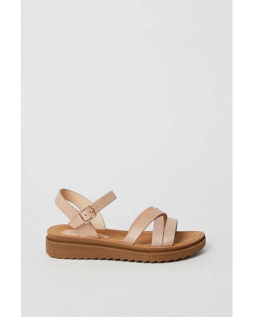 Dorothy Perkins Natural Good For The Sole: Wide Fit Axel Comfort Asymmetric Sandals