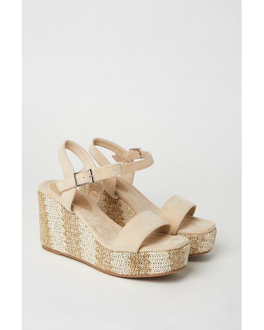 Dorothy Perkins Natural Roberta Multi Colour Covered Wedge Sandals