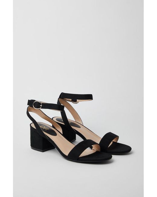 Dorothy Perkins Black Wide Fit Tommi Barely There Mid Block Heel Sandals
