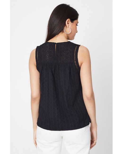 Dorothy Perkins Black Broderie Shell Top