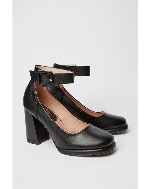 Dorothy Perkins Black Faith: Celine High Block Heel Platform Court Shoes