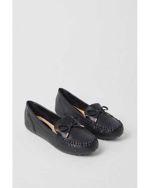 Dorothy Perkins Black Good For The Sole: Nancy Comfort Bow Detail Moccasin Loafers