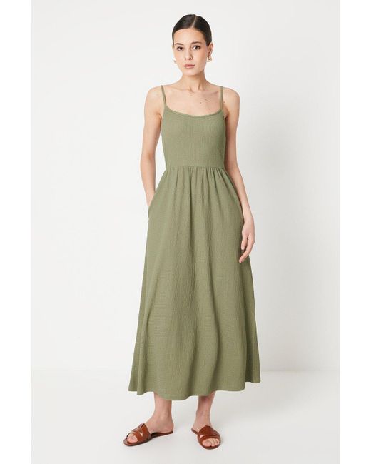Dorothy Perkins Green Strappy Smock Midi Dresss
