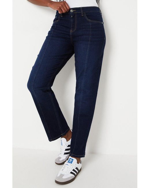 Dorothy Perkins Blue Pintuck High Rise Straight Leg Jeans