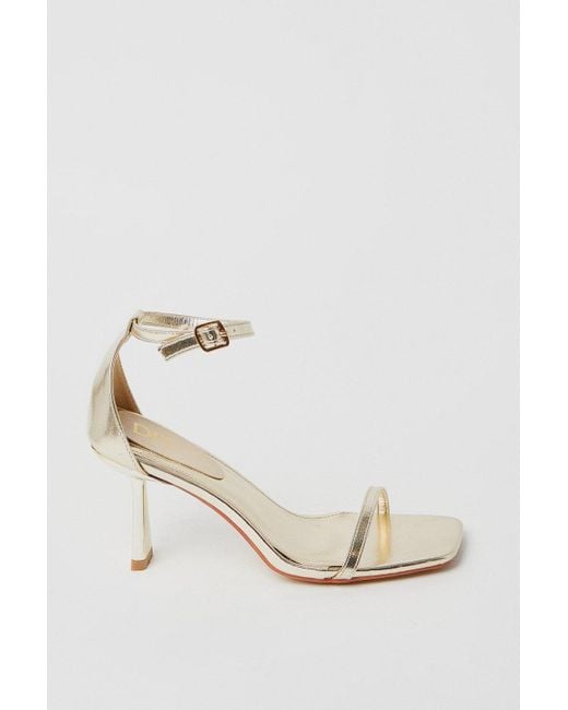 Dorothy Perkins Green Shantal Metallic Square Toe Barely-there Strappy High Heeled Sandals