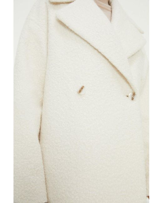 Dorothy Perkins Natural Double Breasted Boucle Coat