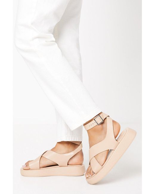 Dorothy Perkins Pink Faith: Mickey Toeloop Cross Strap Flatform Wedge Sandals