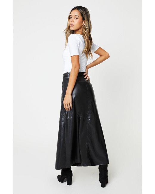 Dorothy Perkins Black Faux Leather Midaxi A Line Skirt