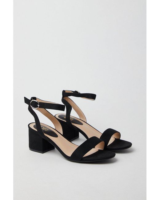 Dorothy Perkins Black Tommi Barely There Mid Block Heel Sandals