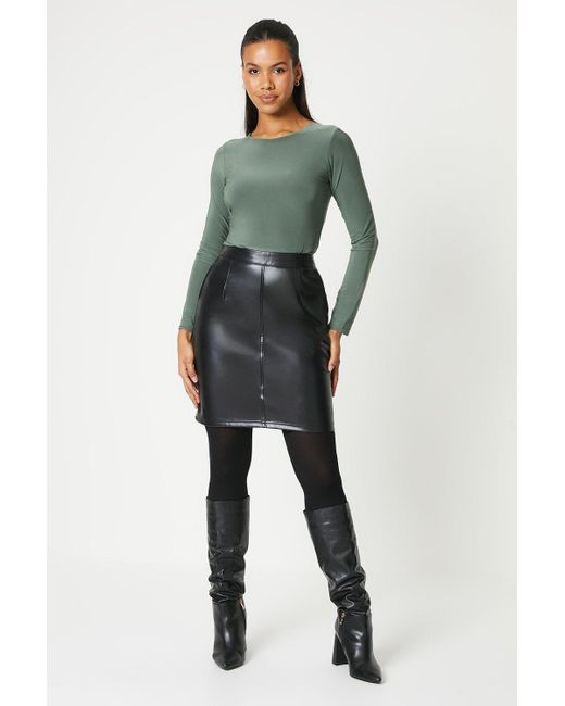 Dorothy Perkins Black Tall Faux Leather Mini Skirt