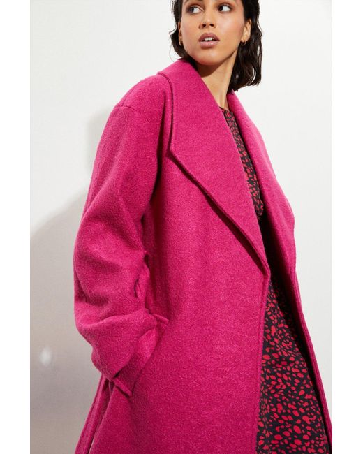 Dorothy Perkins Pink Tall Long Boucle Wrap Coat