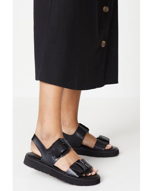 Dorothy Perkins Black Faith: Henrietta Buckle Strap Chunky Sandals