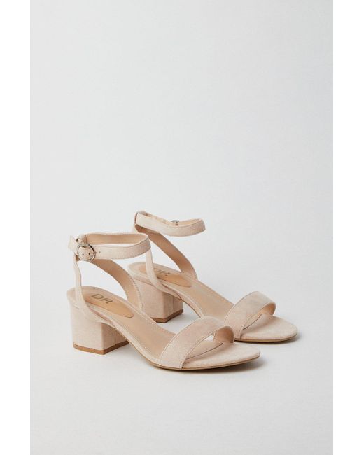 Dorothy Perkins Natural Wide Fit Tommi Barely There Mid Block Heel Sandals