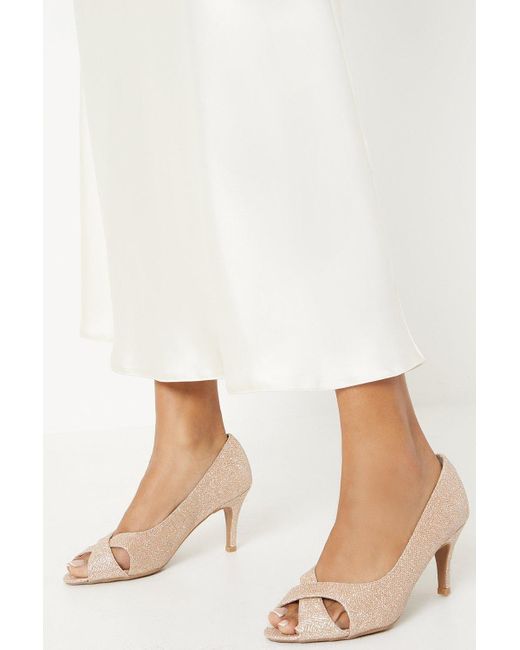 Dorothy Perkins Natural Good For The Sole: Wide Fit Honey Peep Toe Court Shoes