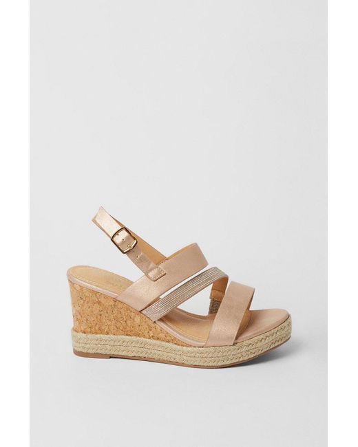 Dorothy Perkins Natural Good For The Sole: Extra Wide Fit Hannah Asymmetric Wedges