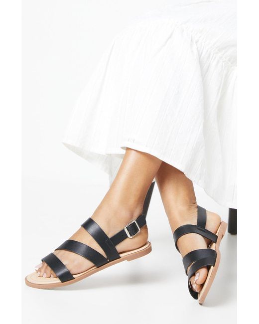 Dorothy Perkins Black Wide Fit Freddie Comfort Multi Strap Sandals