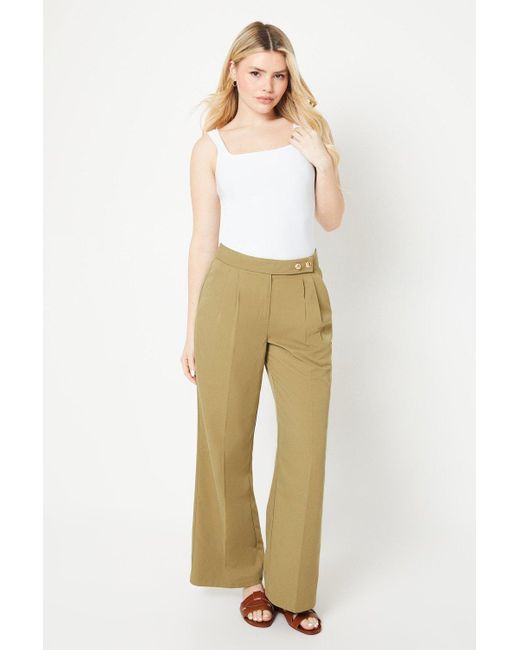 Dorothy Perkins Natural Tab Detail Pleated Trouser