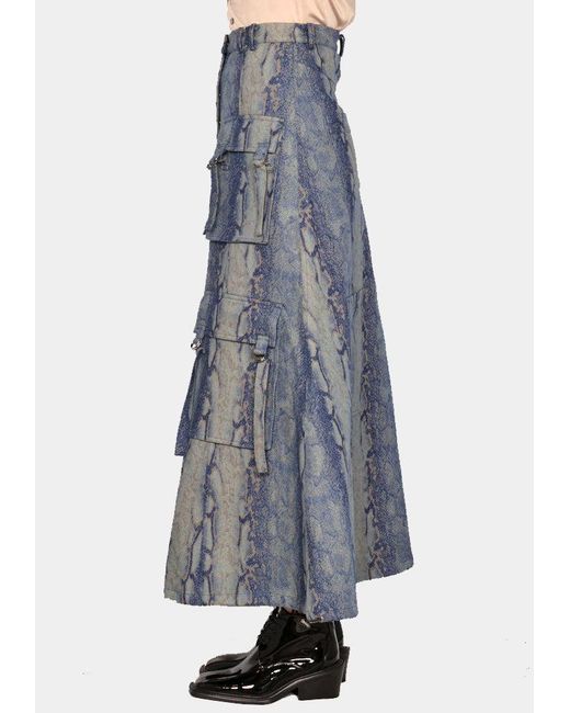 Charles Jeffrey Loverboy Etched Art Denim Skirt