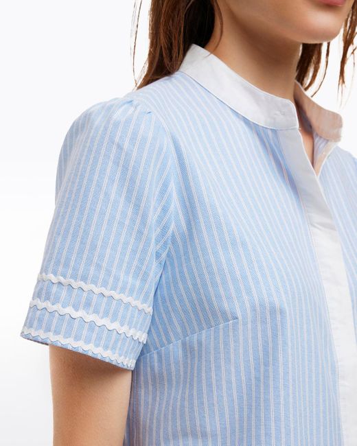 Draper James Blue Molly Mini Dress In Oxford Shirting