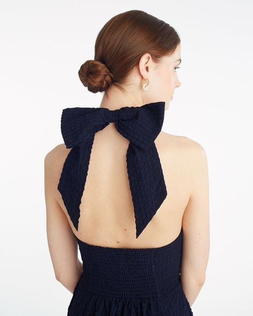 Draper James Blue Violeta Halter Neck Dress In Seersucker