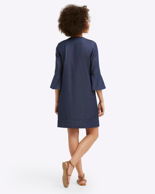 Draper James Blue Chambray Ruffle Shift Dress