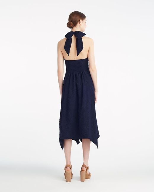 Draper James Blue Violeta Halter Neck Dress In Seersucker