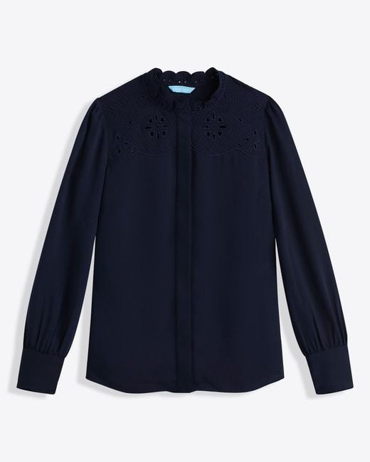 Draper James Blue Covered Placket Button Down