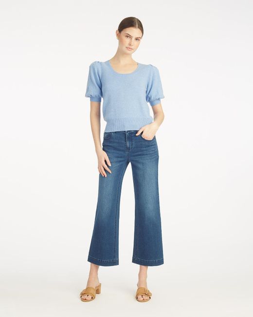 Draper James Blue Short Sleeve Cashmere Sweater