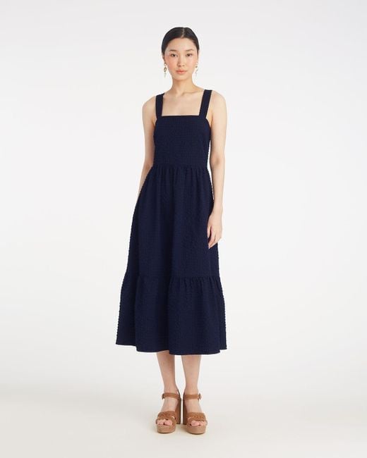 Draper James Women's Blue Blake Midi Dress In Seersucker Draper James Women's Blue Blake Midi Dress In Seersucker