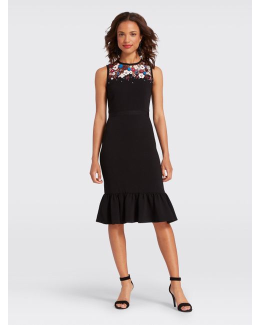 Draper James Black Collection Floral Embroidered Tulip Dress