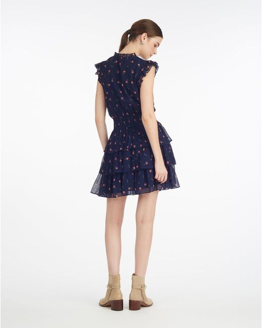 Draper James Blue Alana Tiered Dress In Ditsy Autumn Flowers