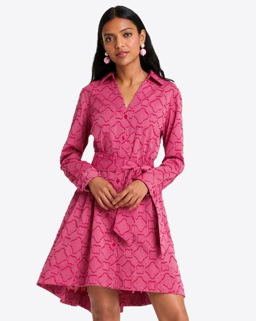 open lace back dress Celeste Mixed Media Dress in Raspberry Pink – Draper James main image 0