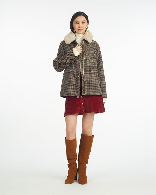 Draper James White Mini Check Cropped Barn Jacket