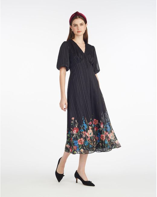 Draper James Blue Maisy Midi Dress In Moonlit Blooms