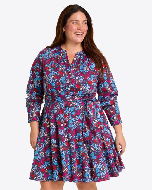 Draper James Blue Imogen Mini Shirtdress In Stretch Poplin