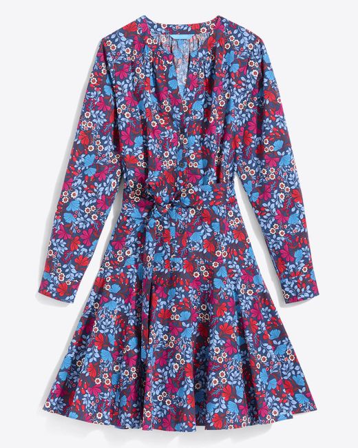 Draper James Blue Imogen Mini Shirtdress In Stretch Poplin