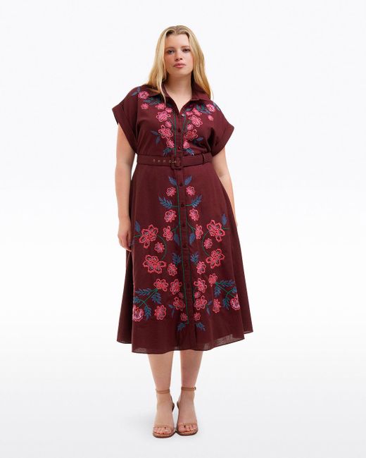 Draper James Presley Embroidered Midi Shirtdress In Raspberry Pink