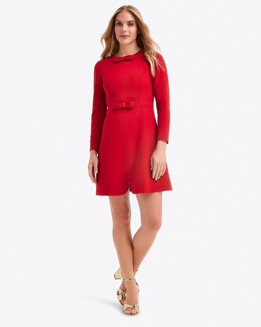 Draper James Long-sleeve Sadie Shift Dress In Ponte in Red | Lyst