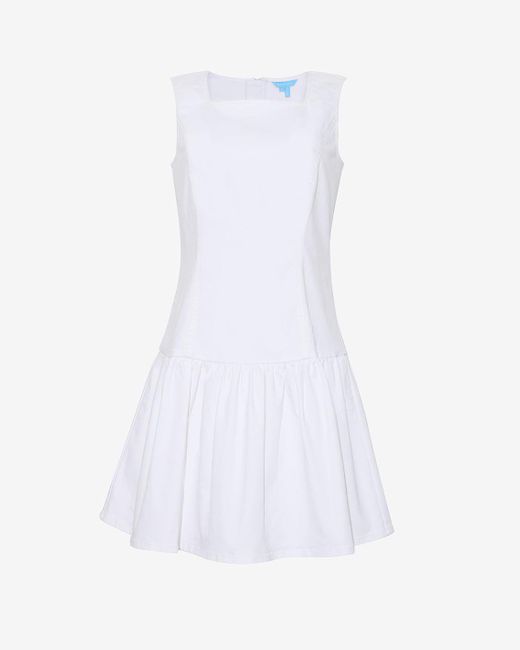 Draper James White Colette Tailored Flounce Dress In Denim